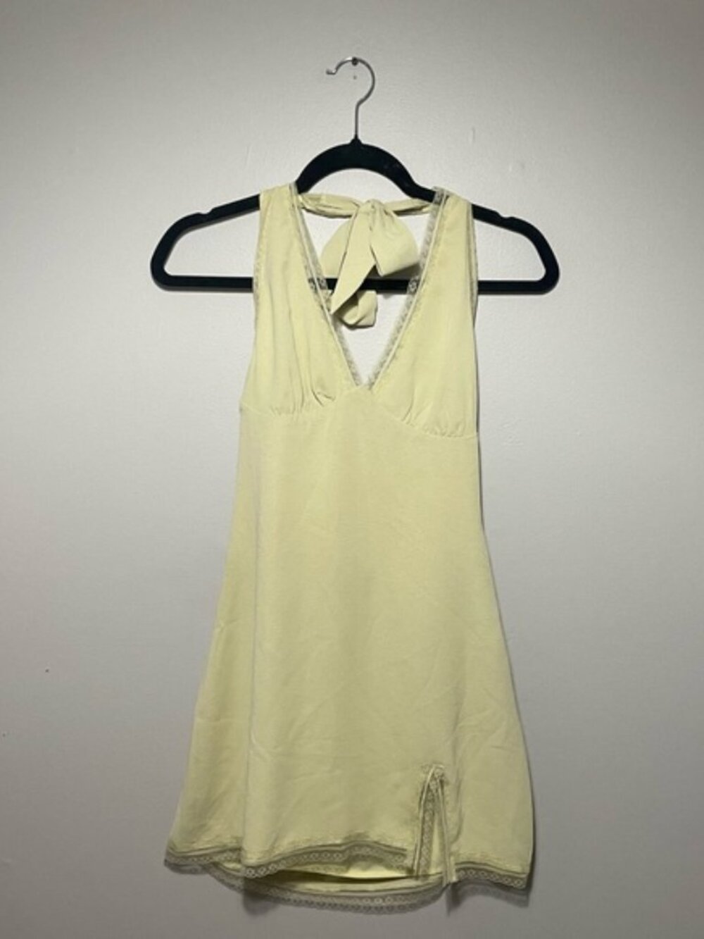 Lace Trim Halter Mini Dress